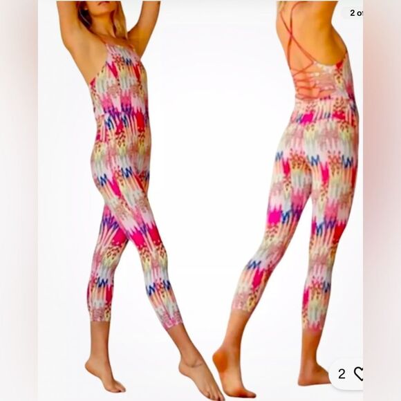 New FREE PEOPLE FP MOVEMENT SHE'S GOT RHYTHM PRINTED 
JUMPSUITS size S - Picture 1 of 8